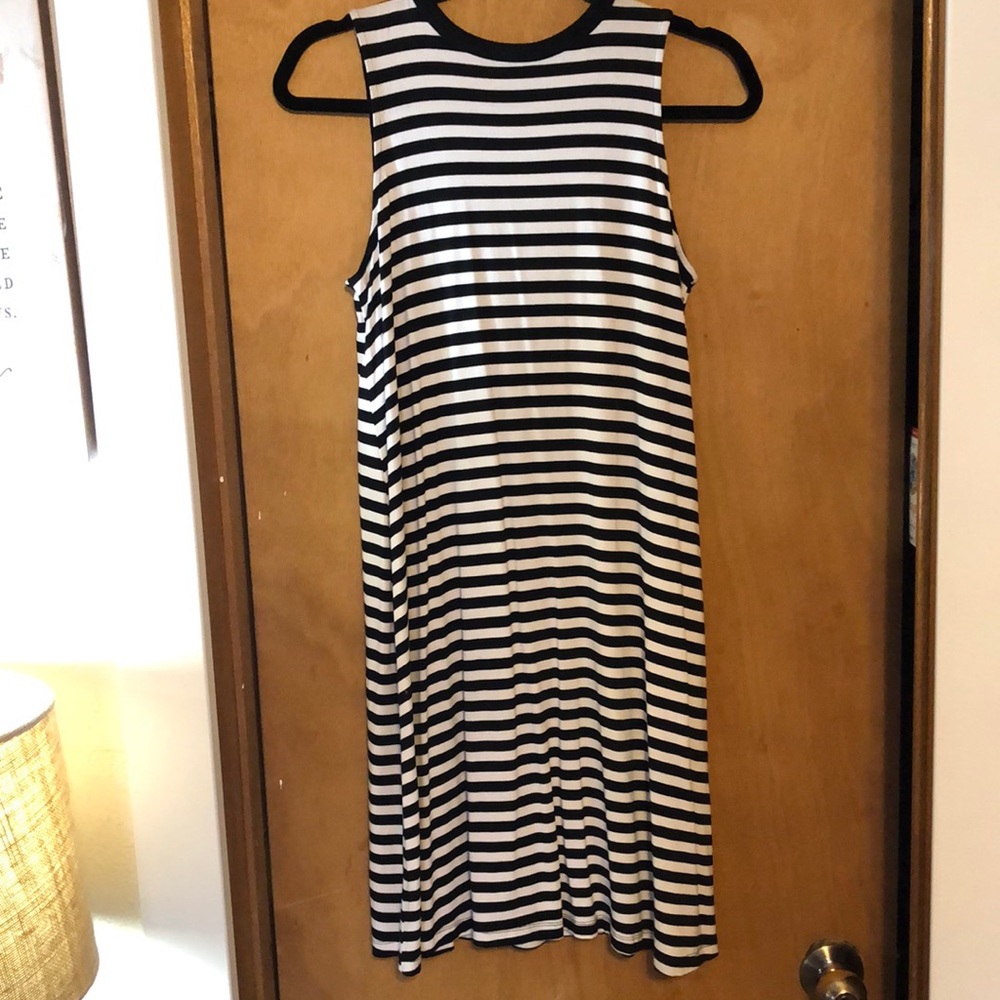 Black and white striped T-shirt dress